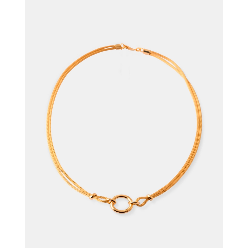 COLLAR DOBLE CORDON CIRCULO 18MM PLATA