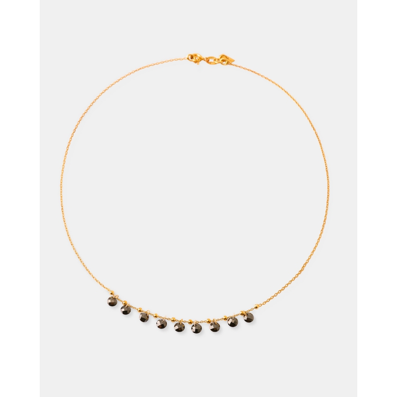 Collar Plata Bolas Cristal Negro DO