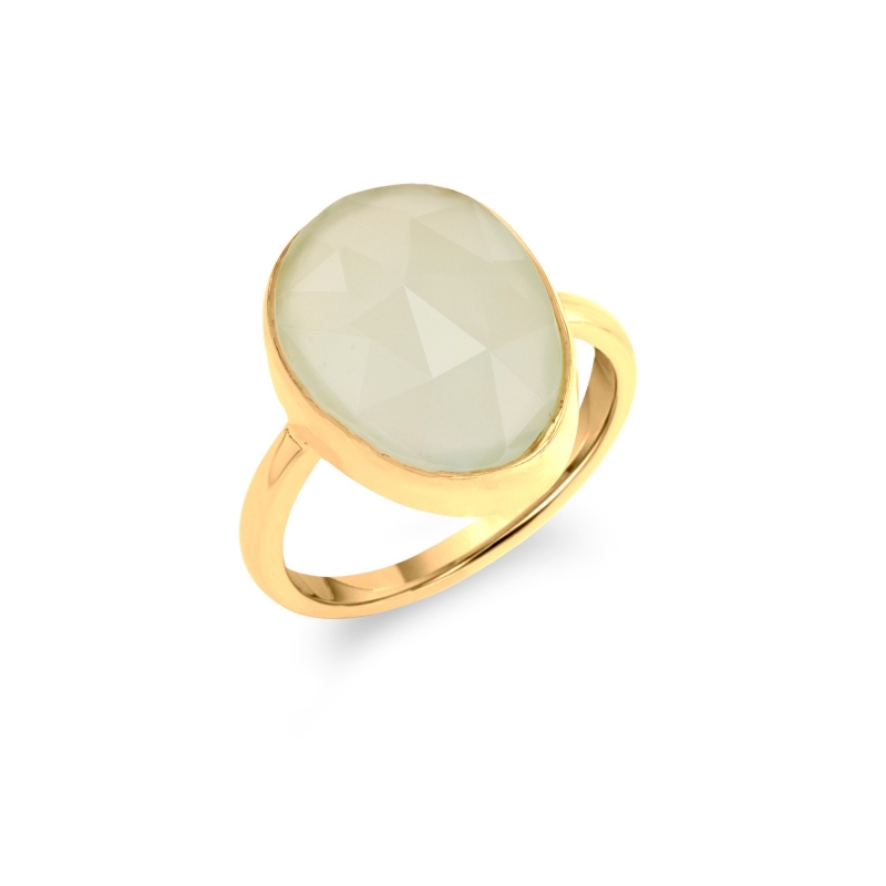 ANILLO MINERAL PLATA OVALO CALCEDONIA...