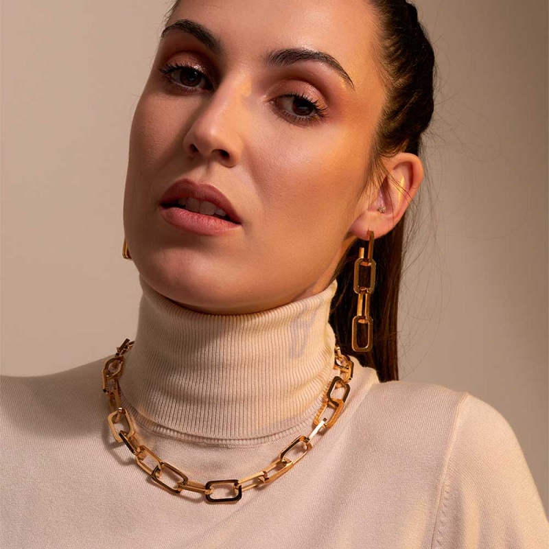 PENDIENTES ESLABÓN HEXAGONAL 5 CM