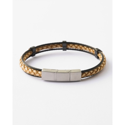 PULSERA CUERO Y CABLE...