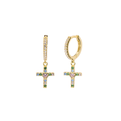 Pendientes Cruz Multi 10x8mm