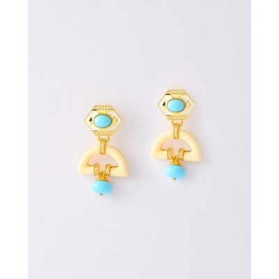 PENDIENTES ESMALTE AZUL Y...