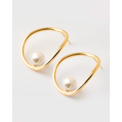 PENDIENTES ARO 30MM PERLA 7MM