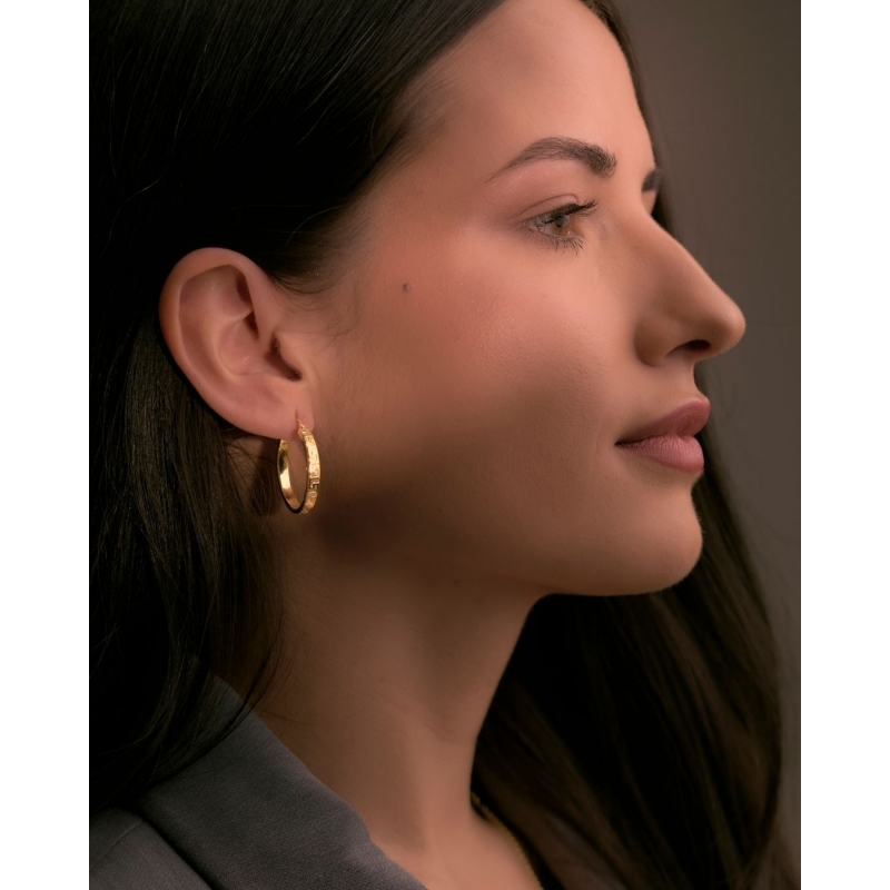 PENDIENTES ARO PLANO 20MM GRECA PLATA...