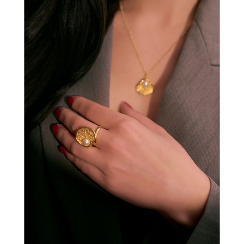 ANILLO CONCHA 22MM PERLA BLANCA 7MM