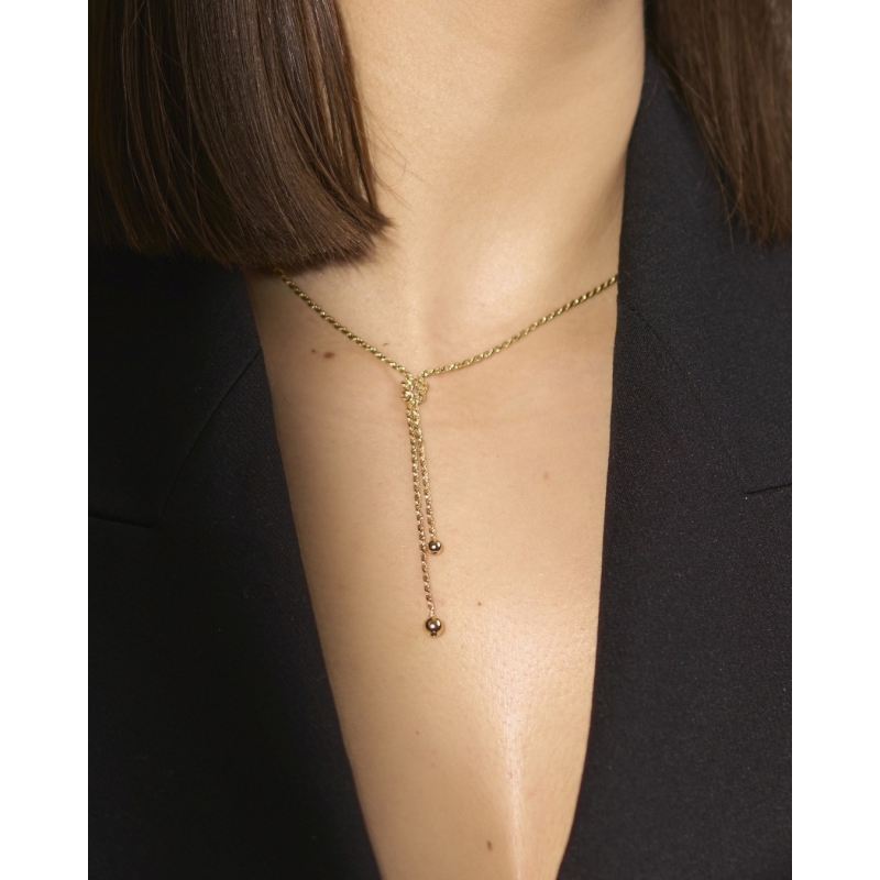 COLLAR CORDON NUDO BOLAS  PLATA DO 