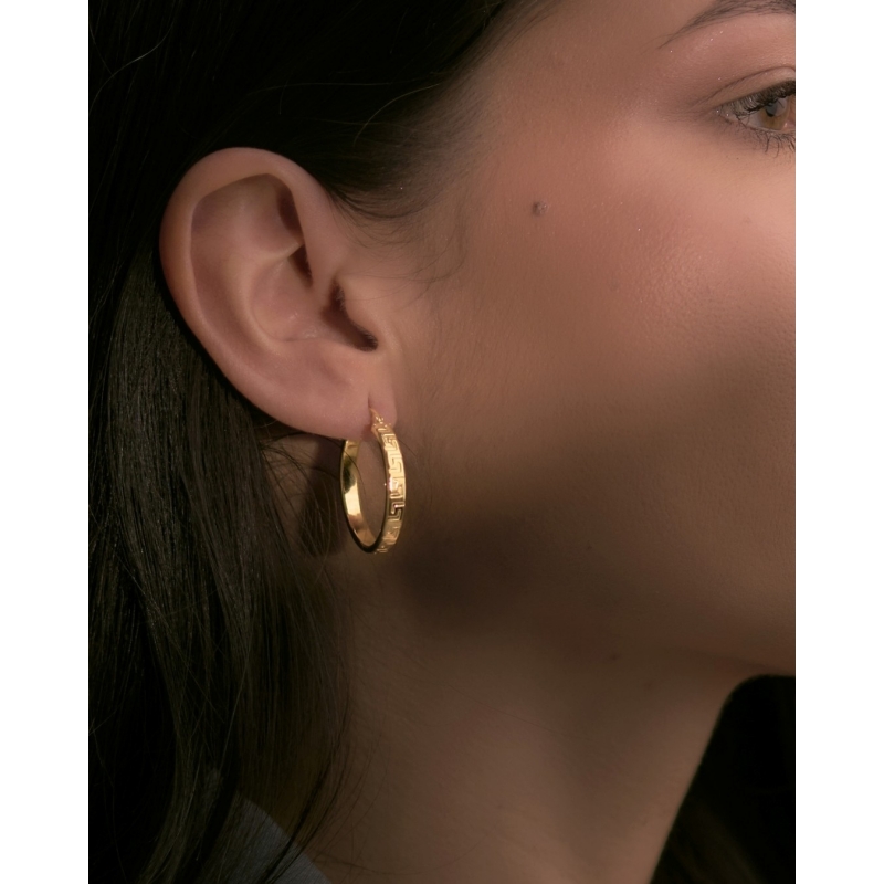 PENDIENTES ARO PLANO 25MM GRECA PLATA...