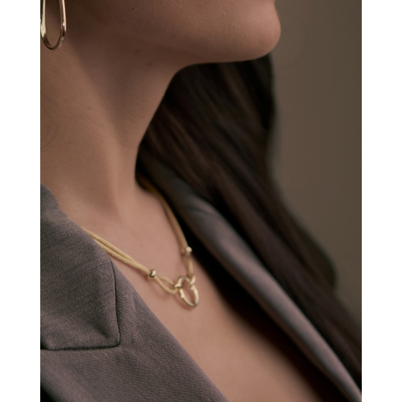 COLLAR DOBLE CORDON CIRCULO 18MM PLATA