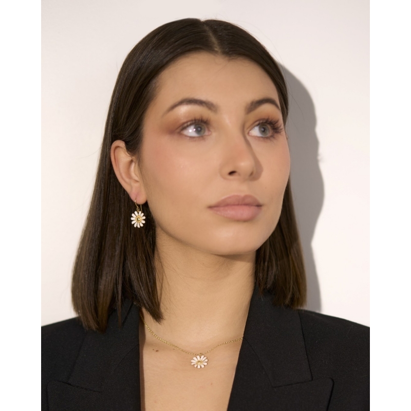 COLLAR MARGARITA 15MM ESMALTE BLANCO...