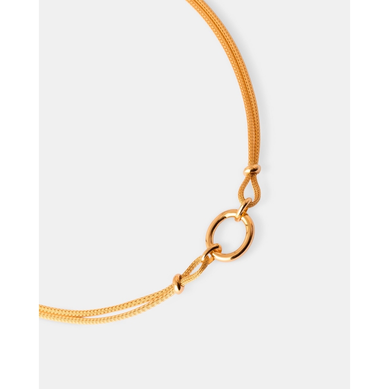 COLLAR DOBLE CORDON CIRCULO 18MM PLATA