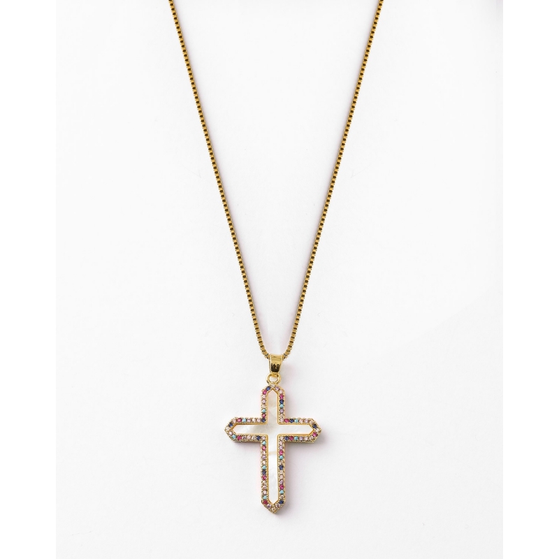 COLLAR CRUZ NACAR 30X23MM CIRCONITAS...