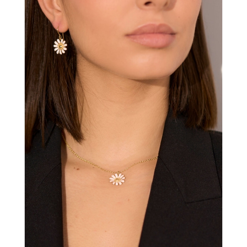 COLLAR MARGARITA 15MM ESMALTE BLANCO...