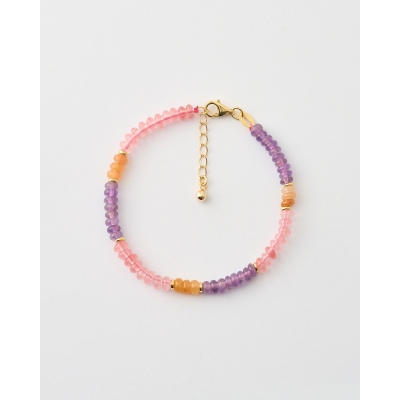 PULSERA CUENTAS BOHO ROSA Y...
