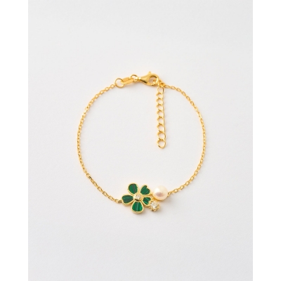 PULSERA FLOR MALAQUITA 10MM...