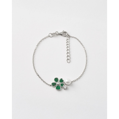 PULSERA FLOR MALAQUITA 10MM...