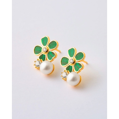 PENDIENTES FLOR MALAQUITA...