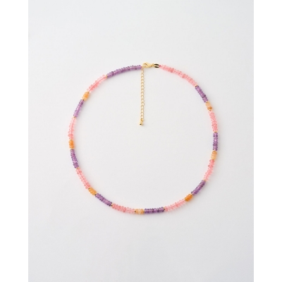 COLLAR CUENTAS BOHO ROSA Y...