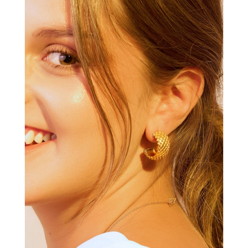 PENDIENTES SEMI ARO 11X21MM RELIEVE...