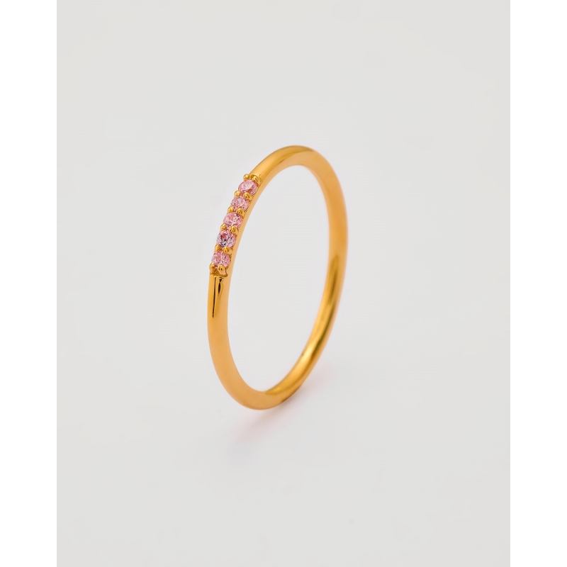 ANILLO TIRA DE 5 CIRCONITAS 1MM PLATA