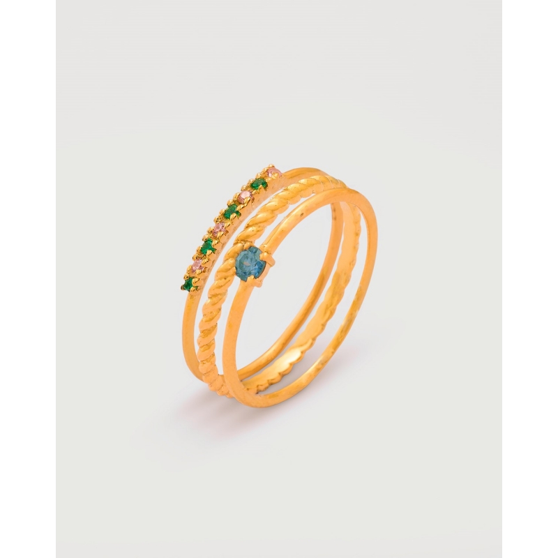 ANILLO TRIPLE - TRENZADO - CIRCONITA...