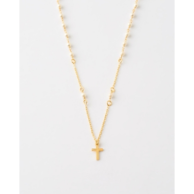 COLLAR PERLAS 3MM Y CRUZ...