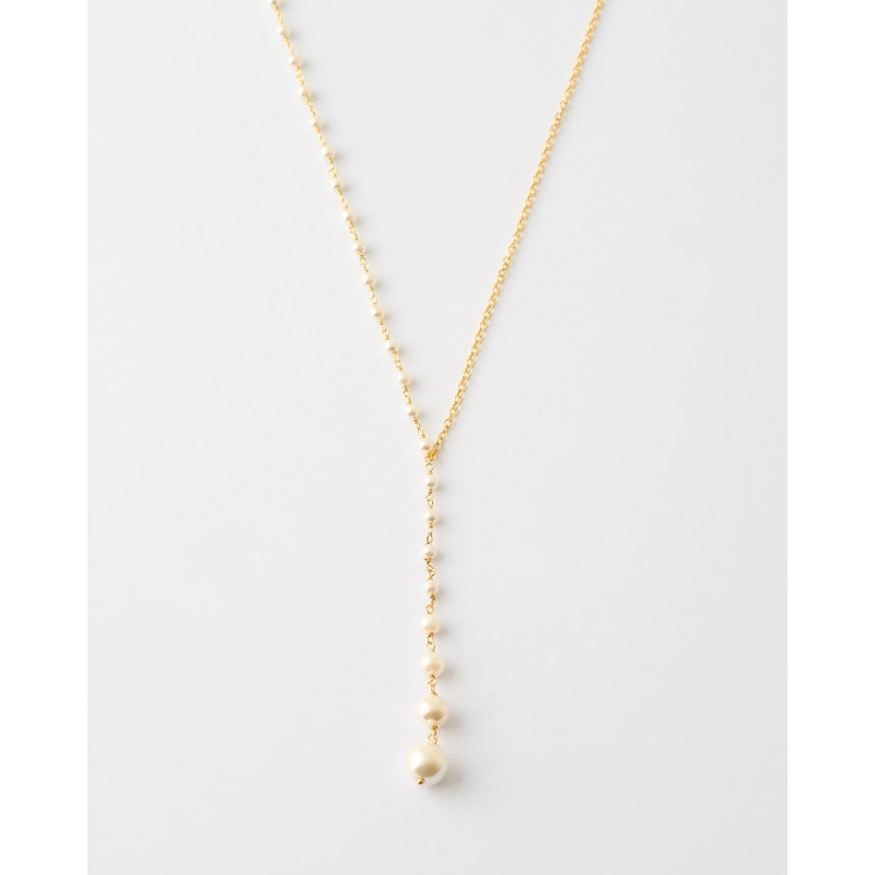 COLLAR PERLAS CORBATA 38+4CM LARGO