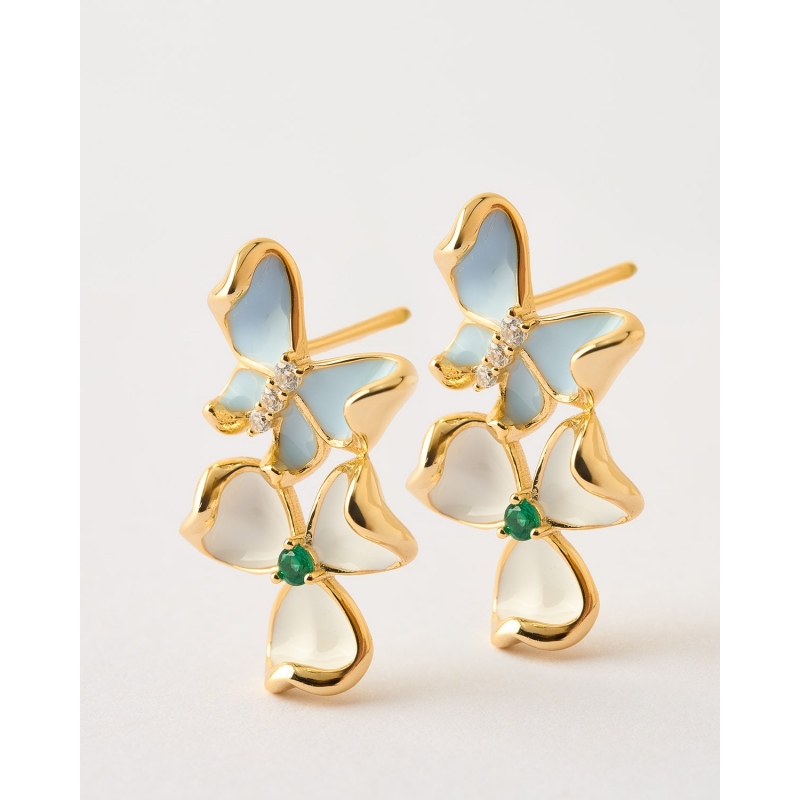 PENDIENTES FLOR Y MARIPOSA ESMALTE...