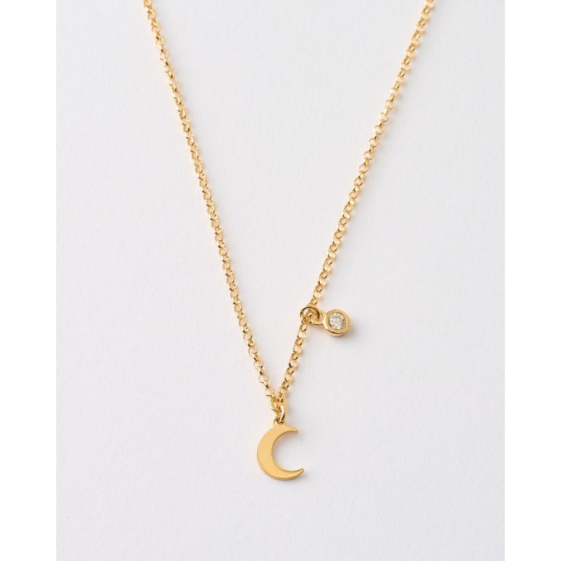 COLLAR LUNA Y CIRCONITA - 40+4CM LARGO