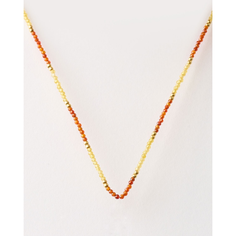 COLLAR PIEDRAS 2MM - AMBAR Y CHAMPAGNE 