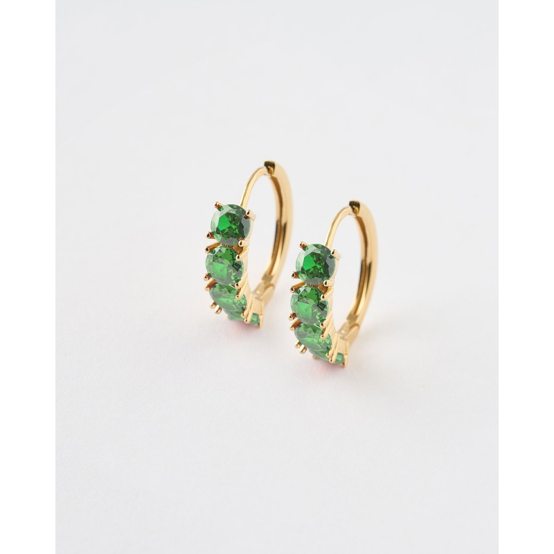 PENDIENTES ARO 15MM AGATA VERDE 4MM