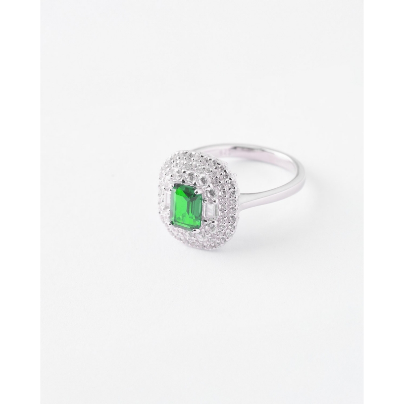 Anillo Circonita Esmeralda Central...