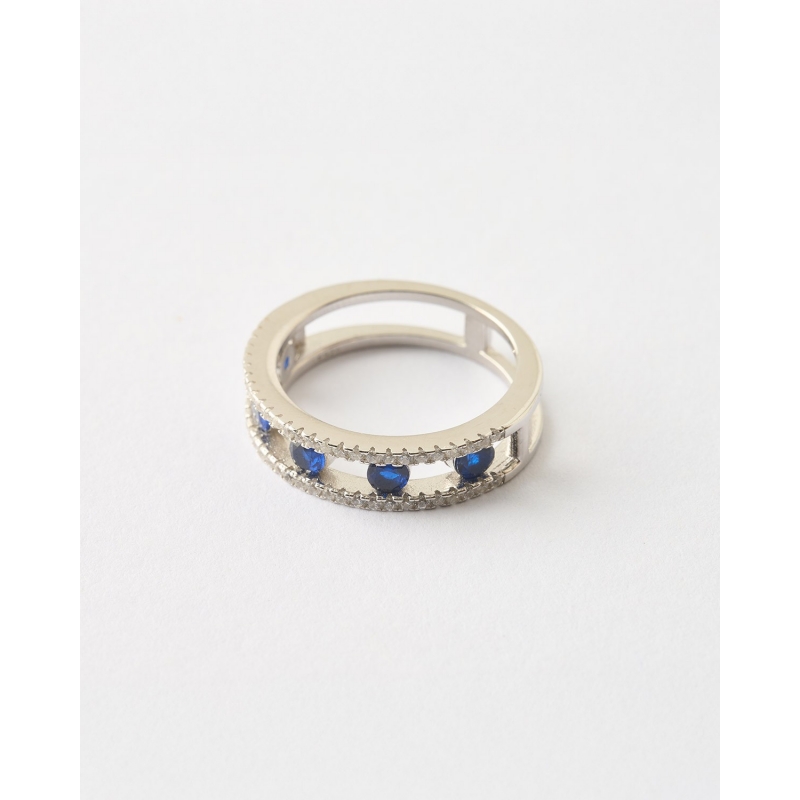 ANILLO DOBLE ARO CIRCONITAS ZAFIRO Y...
