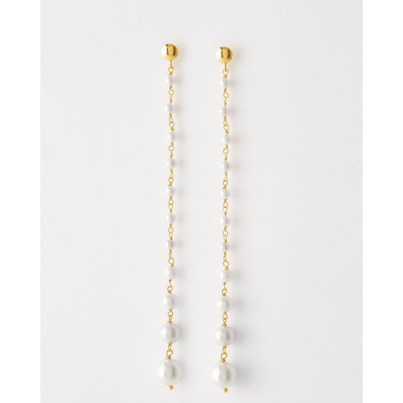 PENDIENTES 8 PERLAS 3-8MM - 9.5CM LARGO