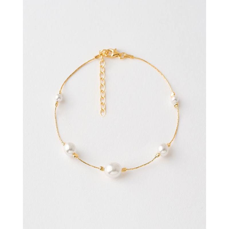 PULSERA HILO DE PLATA PERLAS 6-4-2MM