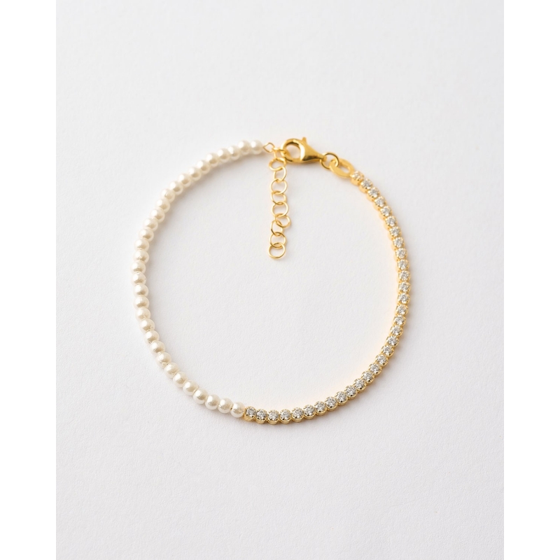 PULSERA PERLAS 3MM Y CIRCONITAS 2MM -...