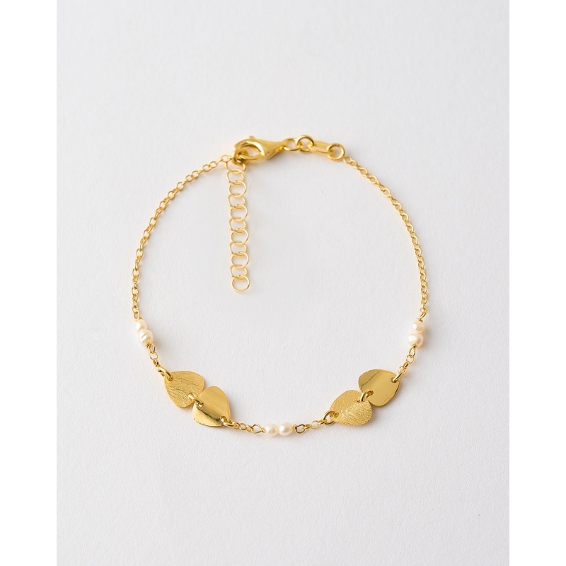 PULSERA TRIANGULOS Y PERLAS - 17+3CM...