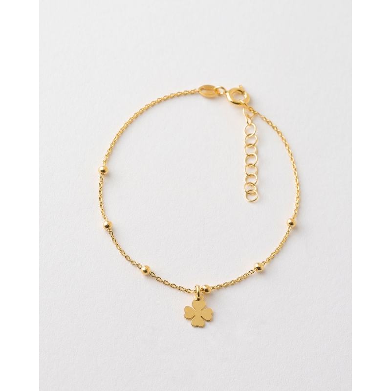 PULSERA CADENA BOLAS Y TREBOL 7MM - 