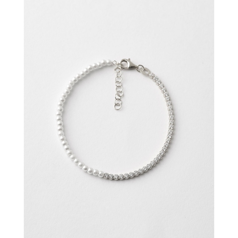 PULSERA PERLAS 3MM Y CIRCONITAS 2MM -...