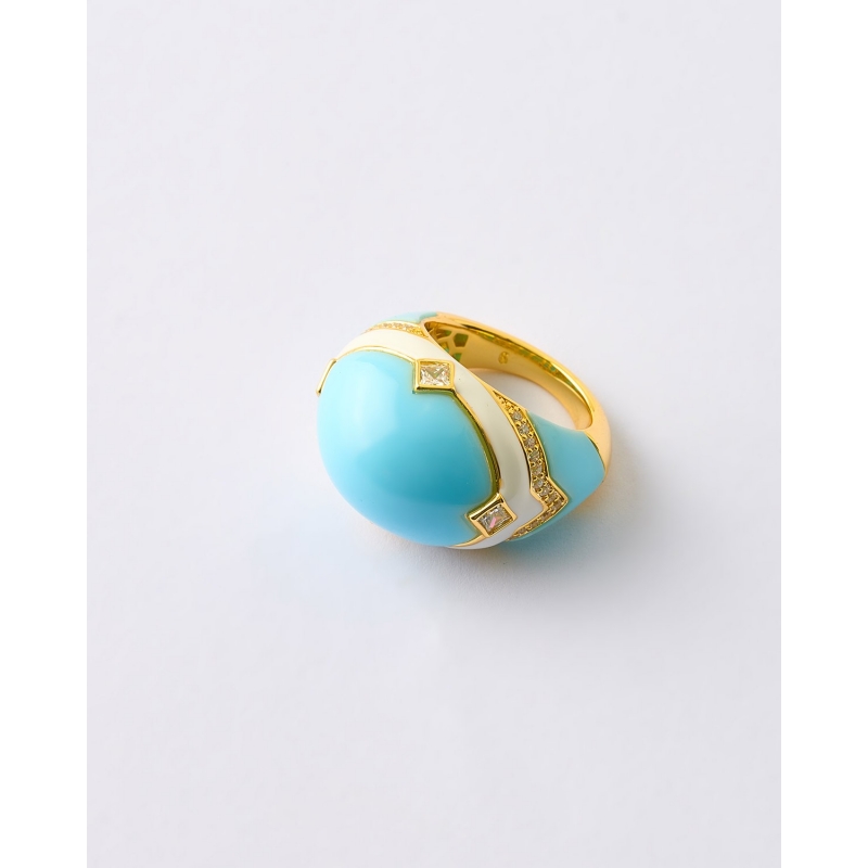 ANILLO CUPULA ESMALTE AZUL Y BLANCO...