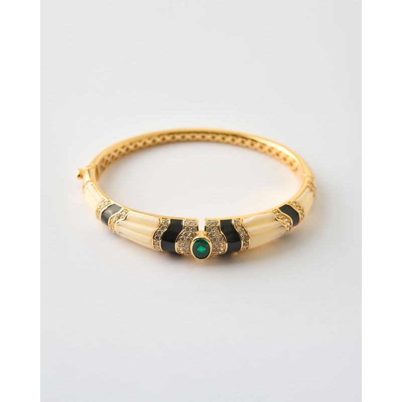 BRAZALETE ESMALTE BLANCO Y CIRCONITAS