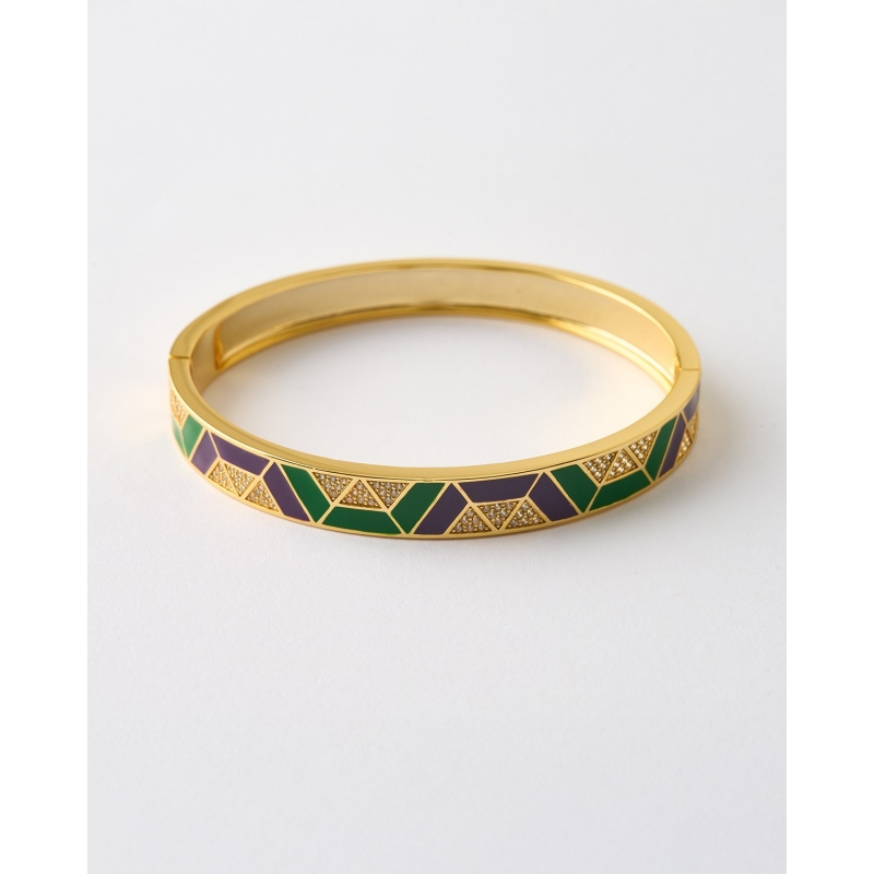 BRAZALETE CUADRADO ESMALTE VERDE Y AZUL