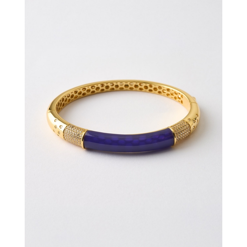 BRAZALETE ESMALTE AZUL Y CIRCONITAS 