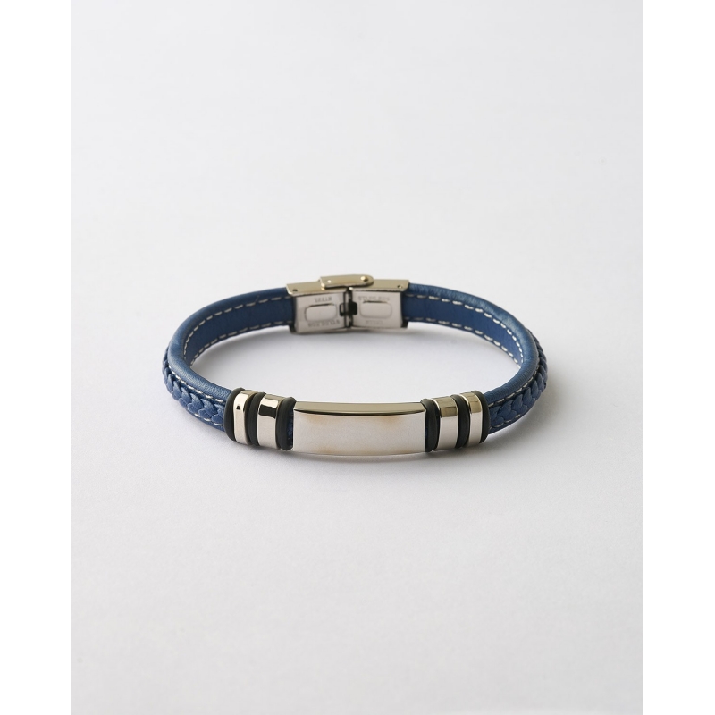 PULSERA CABALLERO TRENZADA PLACA Y...