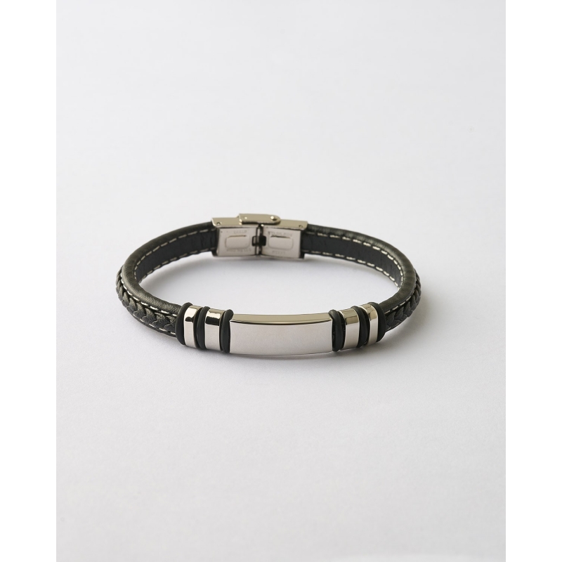 PULSERA CABALLERO TRENZADA PLACA Y...