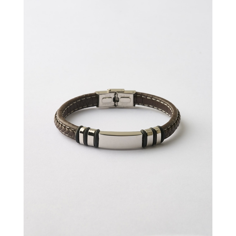 PULSERA CABALLERO TRENZADA PLACA Y...