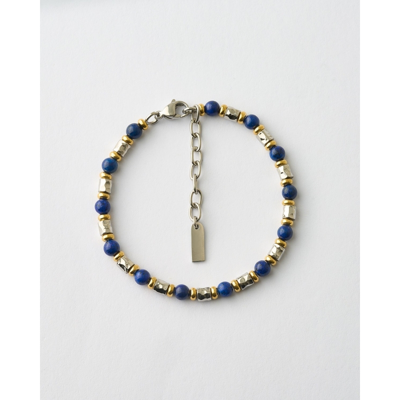 PULSERA CABALLERO BOLAS Y  LAPISLAZULI