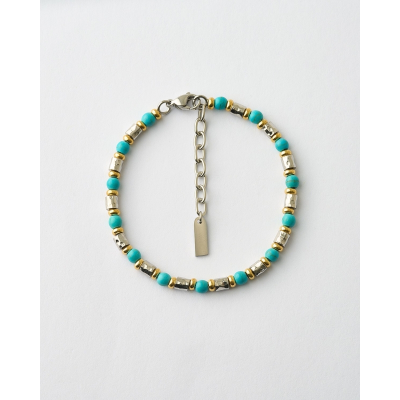 PULSERA CABALLERO BOLAS TURQUESA