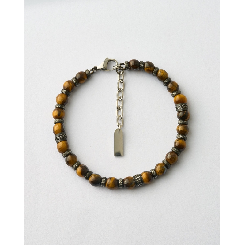 PULSERA CABALLERO CUENTAS OJO DE TIGRE