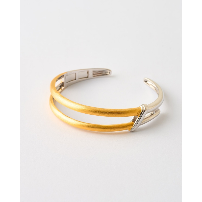 PULSERA DOBLE BANDA BICOLOR MATE Y LISO